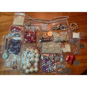 Assorted Beads For Jewelry Crafting Crystal Pearls & Metal Charms Variety Pack M